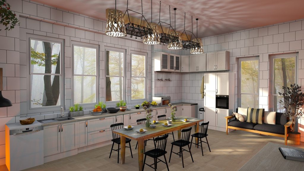 chandeliers in kitchen