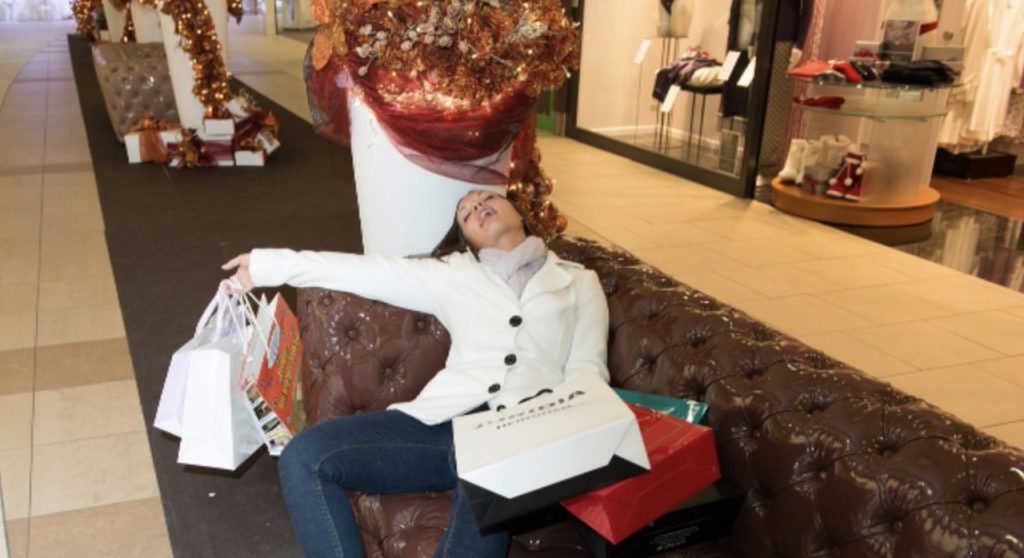 Woman stressed over shopping